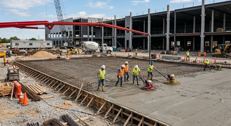 Commercial Slab Construction in West Des Moines, IA